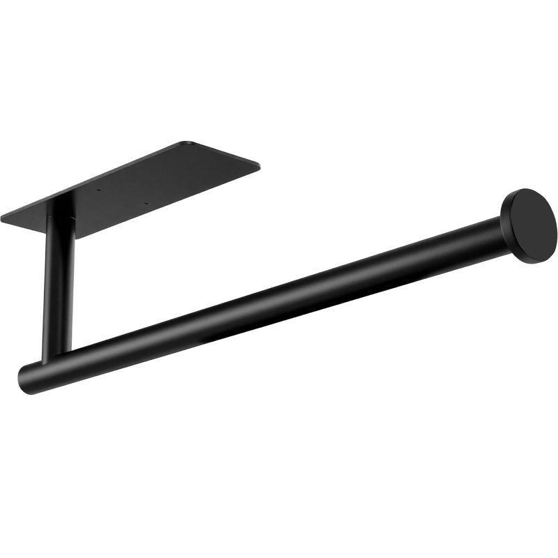 Gewtur Kitchen Roll Holder Stainless Steel Paper Towel Holder Wall Mounted Under Cabinet Self Adhesive for Bathroom RV Black