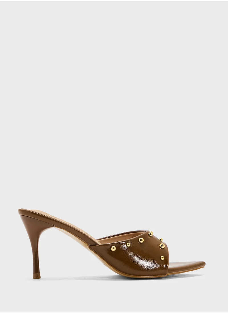 Ginger Studded Heeled Mule