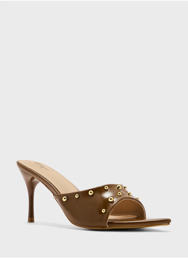 Ginger Studded Heeled Mule