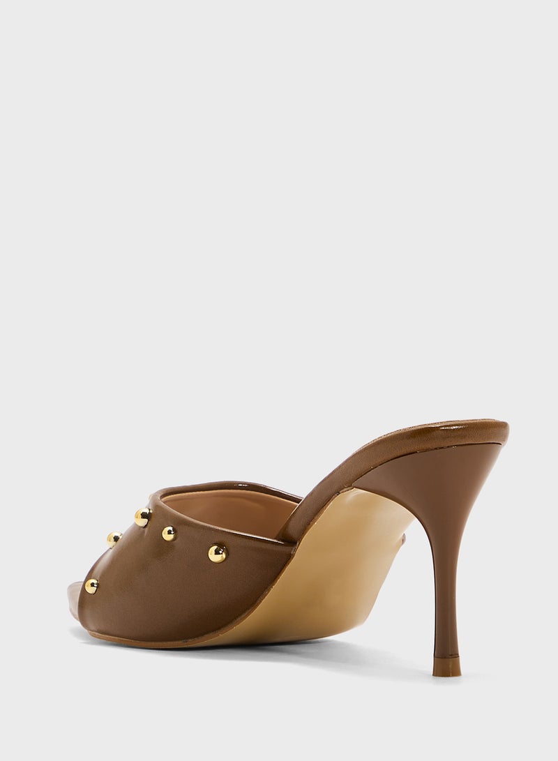 Ginger Studded Heeled Mule  - Image 3
