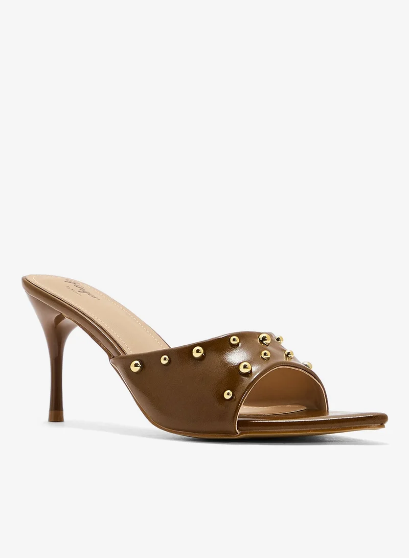 Ginger Studded Heeled Mule