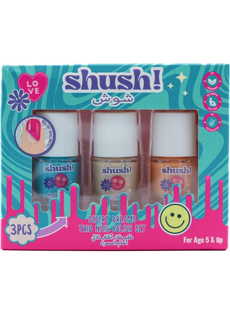 Shush! Desert Dreams Trio Nail Polish Set (3‑Colours) – Age 5+ - Image 1
