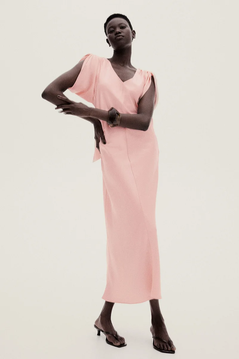 اتش اند ام فستان ساتان برباط خلفي