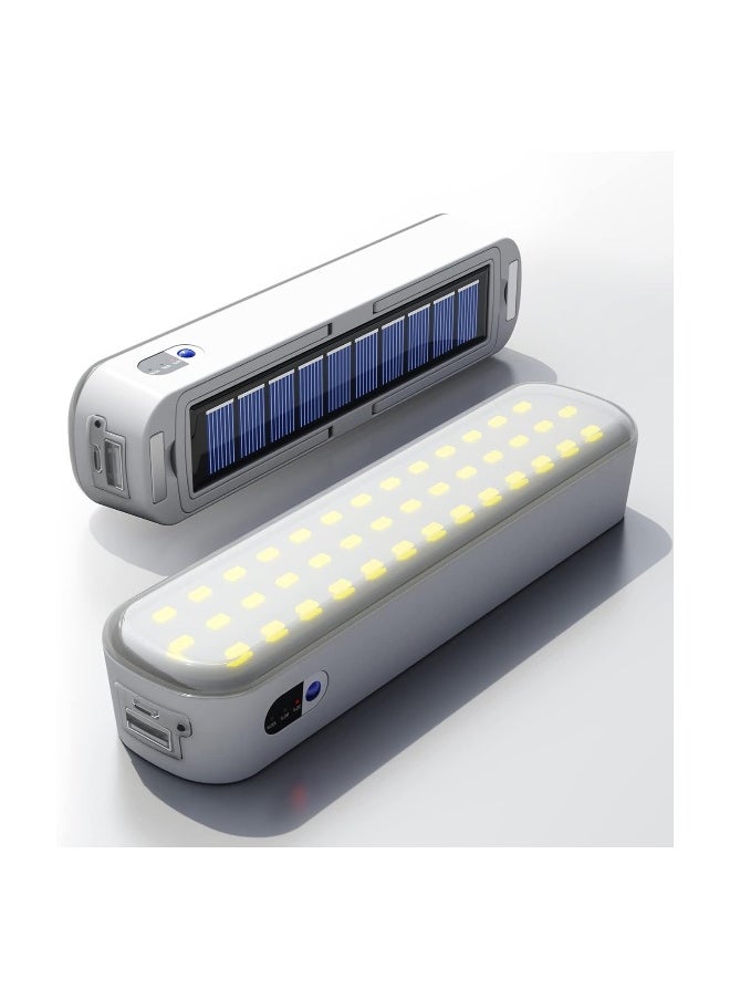 Solar Rechargeable Camping Lantern Magnet Adsorption 4800Mah Power Bank 1500 Lumens 4 Light Modes Led Lantern For Car Home Outage Hiking Fishing Storms Backpacking Emergencies(White × 1Pcs) 