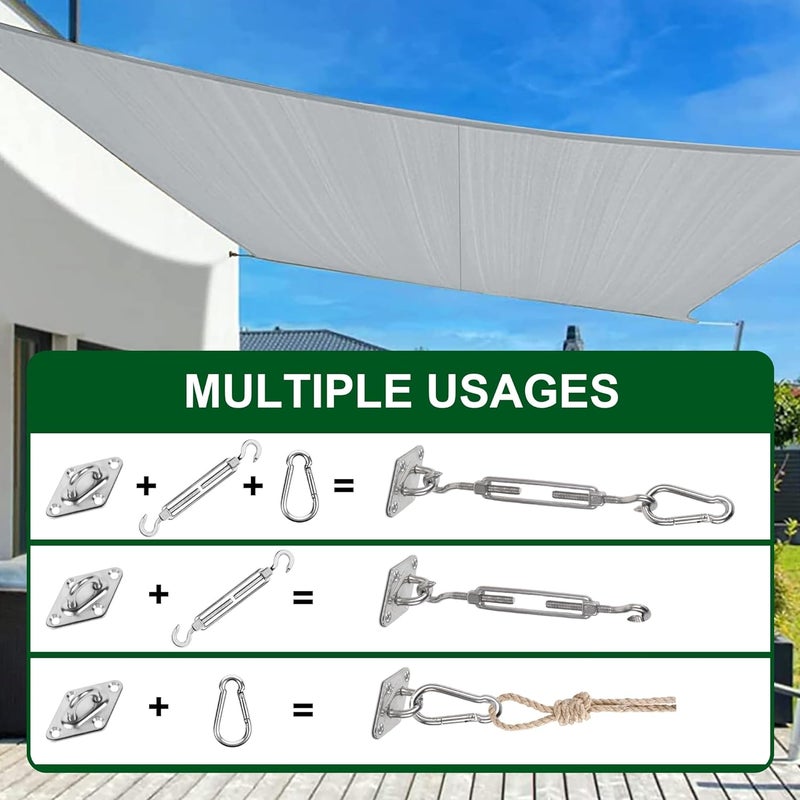 YOFIT 40 Pcs Shade Sail Hardware Kit, 5 Inch Outdoor Sun Sail Accessories, 304 Stainless Steel Turnbuckles & Brackets for Triangle/Rectangle Sails, Patio Canopy Installation Hardware Set Waterproof - Image 5