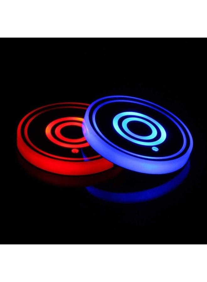 LEDCARE LED Car Cup Holder Lights, 7 Colors Changing USB Charging Mat Waterproof Cup Pad, LED Interior Atmosphere Lamp Decoration Light Inside Car Lighting Accessories (2pcs) (Style 2) - Image 1