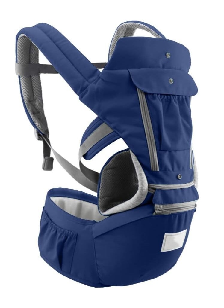 Mmmon - Soft Baby Carrier,Ergonomic 4-in-1 Convertible Sling Front and Back Face-in and Face-Out Carry for Newborns and Babies Travel,0-36 Months 7-45 lbs(Blue) - Image 1