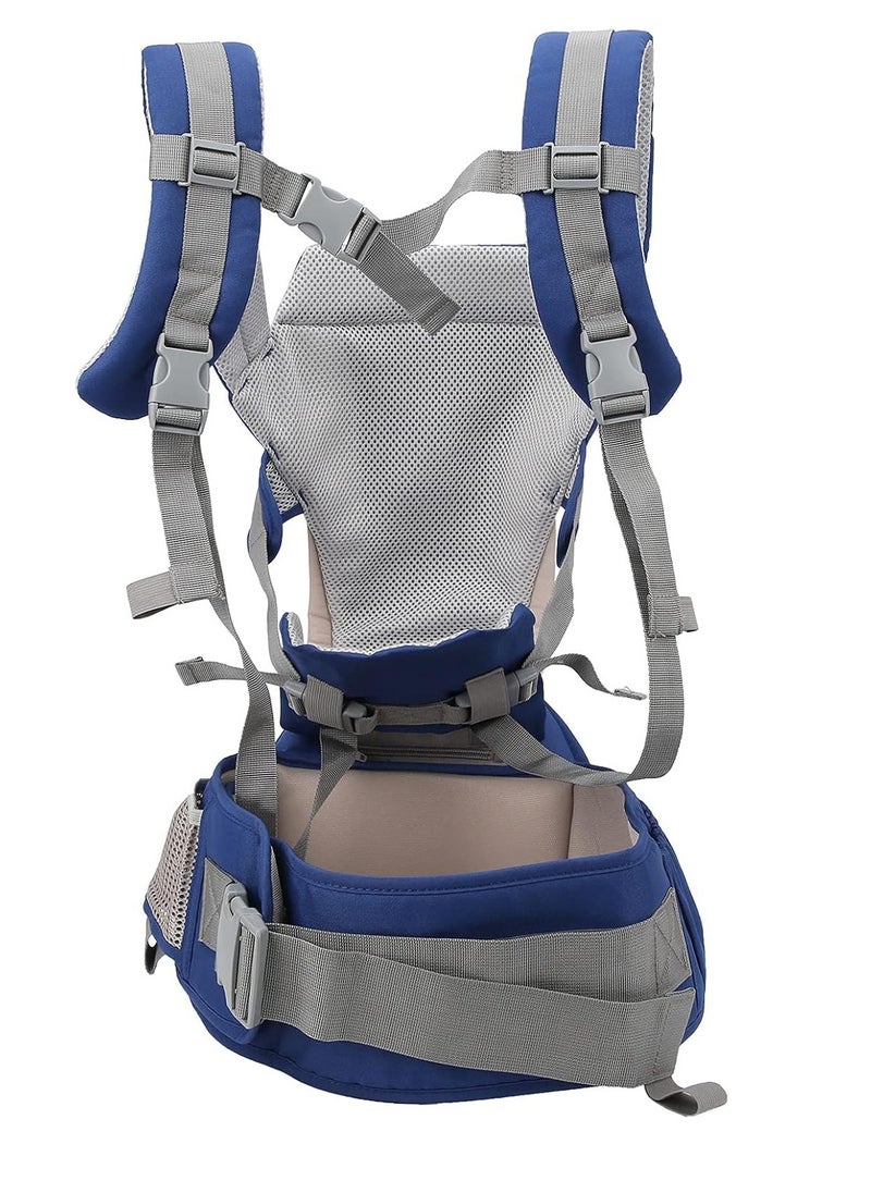 Mmmon - Soft Baby Carrier,Ergonomic 4-in-1 Convertible Sling Front and Back Face-in and Face-Out Carry for Newborns and Babies Travel,0-36 Months 7-45 lbs(Blue) - Image 1