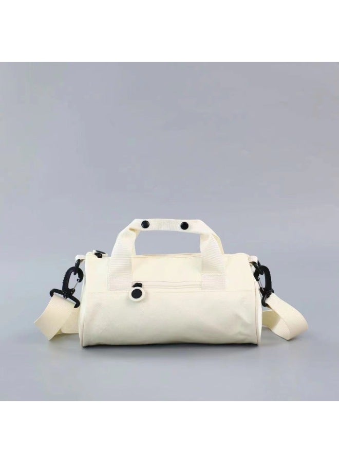 Generic Yoga Dance Casual Storage Sports Bag Small Gym Bag Printable LOGO Shopping Commuter Handbag-Color:Milky White-Capacity:Medium Size - Image 1