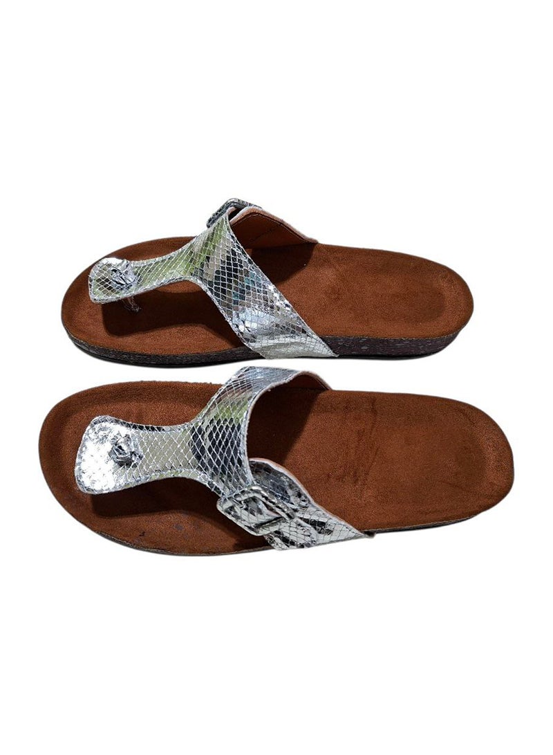 Karisma Cork And Latex Suede Lining Footbed, Soled Toe Slippers, Gizah Snake Print Model - Image 2