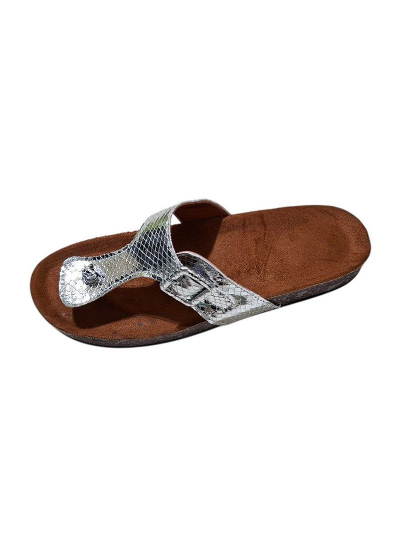 Karisma Cork And Latex Suede Lining Footbed, Soled Toe Slippers, Gizah Snake Print Model - Image 3