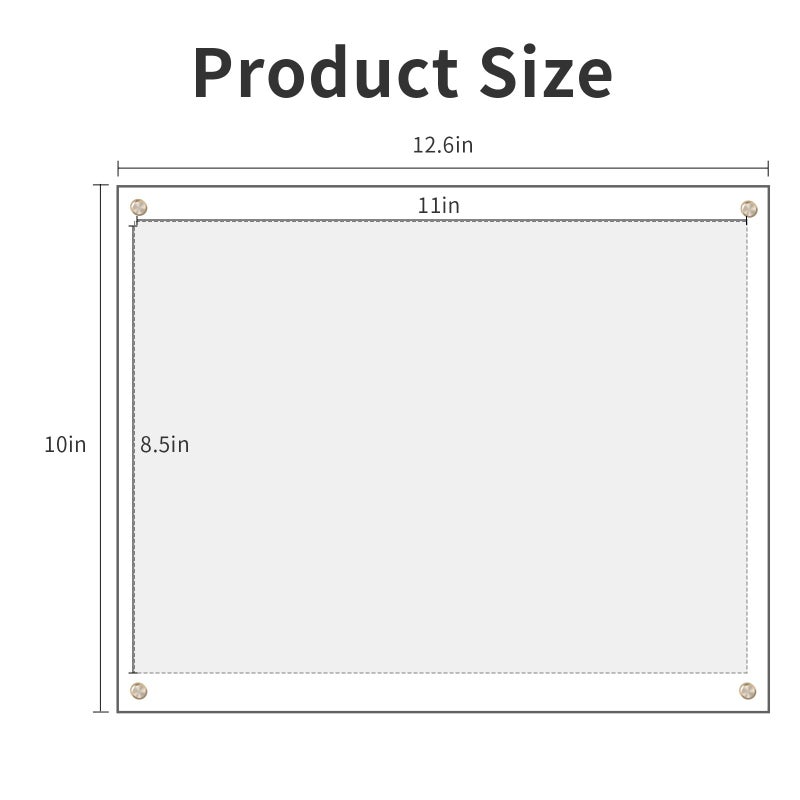 KALAMI 3 Pack 8.5x11 Acrylic Wall Mount Frame Frame Frame Self لاصق عائم بدون إطار للصور للصور شهادة دبلوم العمل الفني أو عرض مستند خطاب A4- الإطار الكامل حجم 10x12.6 - Image 2