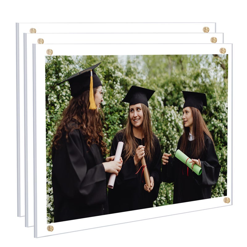 KALAMI 3 Pack 8.5x11 Acrylic Wall Mount Frame Frame Frame Self لاصق عائم بدون إطار للصور للصور شهادة دبلوم العمل الفني أو عرض مستند خطاب A4- الإطار الكامل حجم 10x12.6 - Image 1