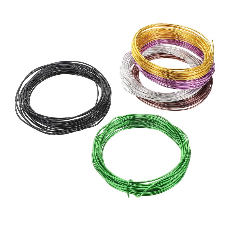 Flexible Aluminum Crafting Wire 1 5mm 6 Rolls 5 Meters Each For Jewelry Making Floral Arrangements DIY Projects In Gold Purple Silver Green Brown Black - Image 2