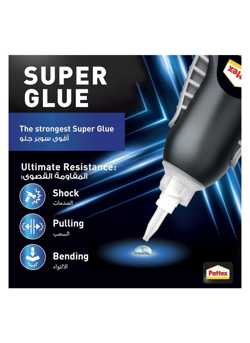 Pattex Super Glue Power Gel Control Flexible Super Glue Gel Superglue With Non-Drip Formula For Vertical Applications Clear Glue With Precise Nozzle 1x3G