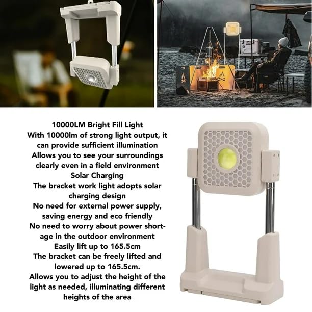 BLURISM Outdoor Solar Light Solar Charging Multifunctional Outdoor Emergency LED Light Torch Light Tool Rechargeable Lithium Battery Portable Floodlight White - Image 3