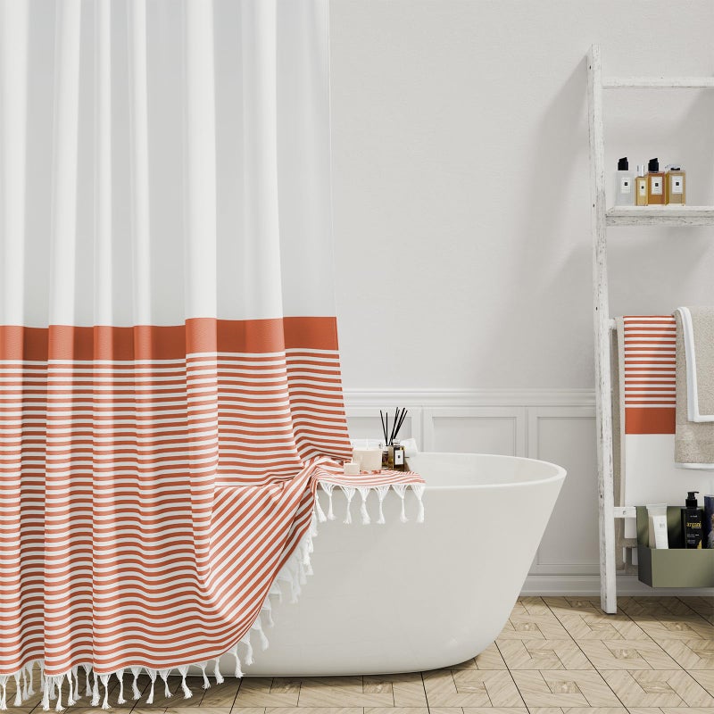 Dynamene Orange Fabric Surtain Surtain Farmhouse Boho Strapaled Tassel Startain for Bathroom Bohemian Sender Suppor - Image 1