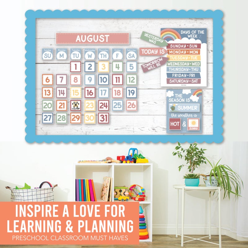 Hadley Designs Classroom Calendar Set Bulletin Board Decorations - School Calendar for Classroom Elementary, Preschool Must Haves, Homeschool & Daycare Essentials, Boho Teacher Calendars - Image 5