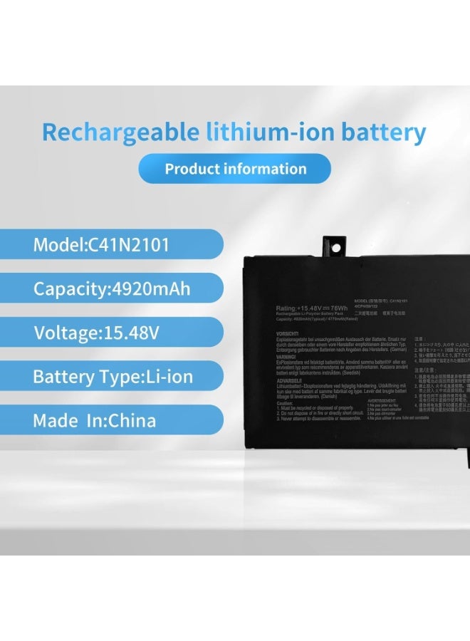 Terabyte بطارية لابتوب بديلة C41N2101 متوافقة مع ASUS ROG Zephyrus G14 GA402 GA402R GA402RJ GA402NI GA402NJ GA402NV TUF Dash F15 FX517 FX517ZC FX517ZE Zenbook Pro 14 UM6702 RA UX84 02ZA Series (15.48V 76Wh) - Image 2