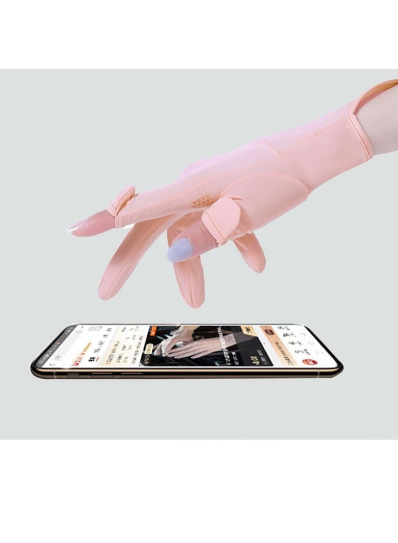 VIUAUAX Ice silk sunscreen gloves women wholesale touchable nylon ladies sumMens Women Driving Gloves Summer UV Sun Protection Gloves Non-Slip Touchscreen Ice-Silk Sunblock Gloves for Cycling Ridingmer ice silk sunscreen gloves breathable - Image 5