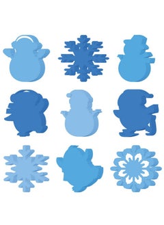 Geyee Geyee 108 Pcs Winter Cutouts Decorations Penguin Snowflake Snowman Blue Paper Cutouts Bulletin Board Christmas Winter Paper Cutouts for Classroom Bulletin Board Wall Decorations, 9 Style  - Image 1