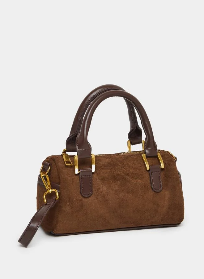 ستايلي شنطة يد أسطوانية من الجلد السويدي