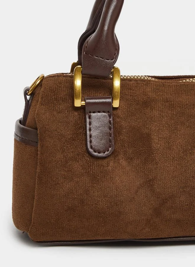 ستايلي شنطة يد أسطوانية من الجلد السويدي