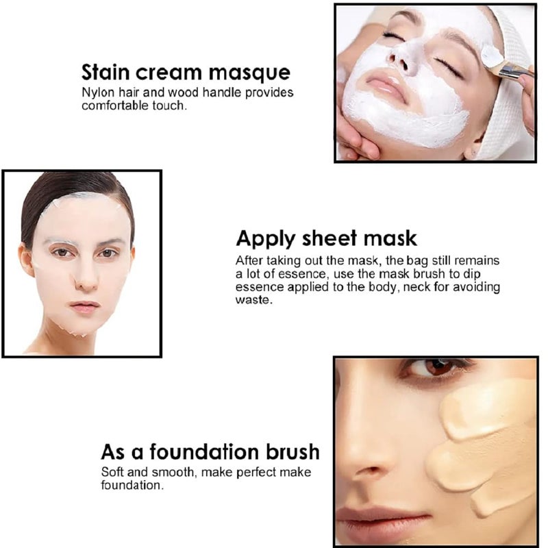 MYYNTI Facial Mask Applicator Brush with Bowl Face Pack Makeup Cosmetic Soft Brush 2 Face Cleaning Sponges Womens Polycotton Elasticized Adjustable Head Wrap Facial Headband COMBO  - Image 3