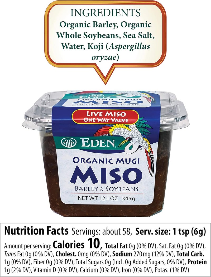 Eden Organic Mugi Miso Paste - Live Culture, Barley and Soybeans, 12.1oz (345g) - Versatile Japanese Miso - Image 2