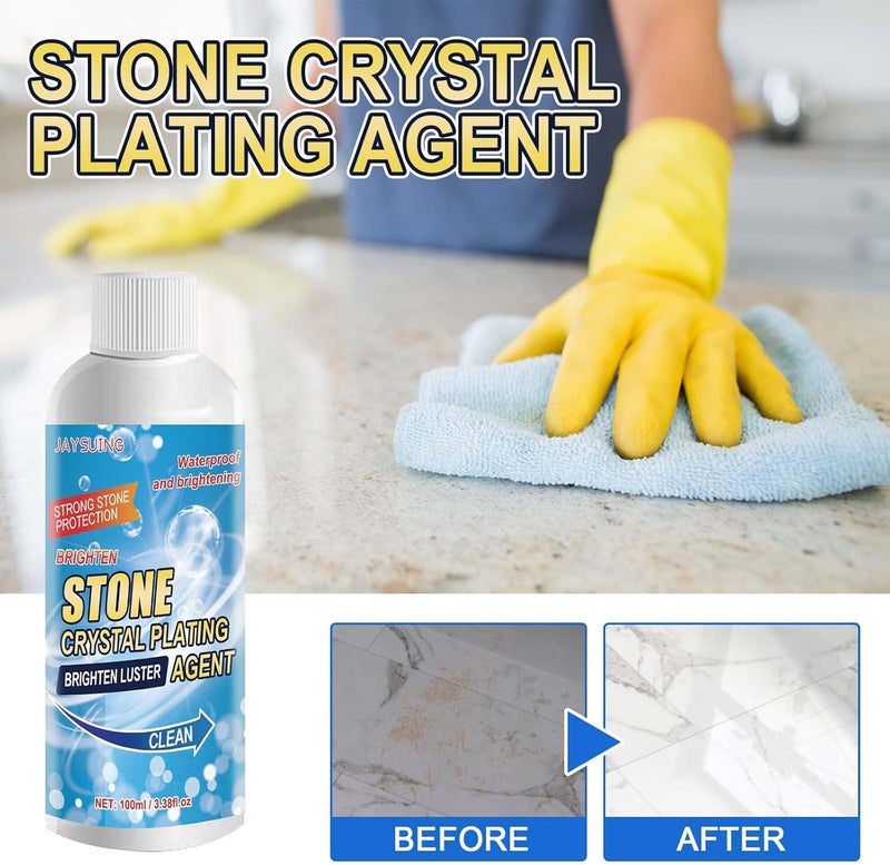 klarako Stone Stain Remover Cleaner, Stone Crystal Plating Agent, Marble Cleaner Stain Remover, Stone Crystal Plating Brighten Luster Agent Clean - Image 2