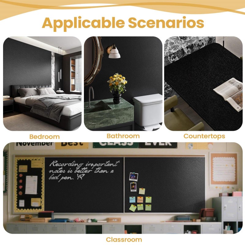 Abyssaly Black Silk Wallpaper Peel and Stick Embossed Self Adhesive Contact Paper 15.7" x 118" Removable Waterproof Kitchen Vinyl Wrap Cabinet Textured Renter Friendly Wall Cover with Scraper, Paper Cutter - Image 5