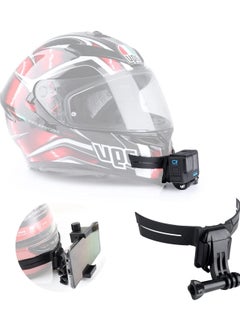 Motorcycle Helmet Chin Mount Kit for Gopro and Mobile Phone, Helmet Adhesive Mount with Phone Clip for GoPro Hero 10/9/8/7/6/5,DJI Osmo Action,Insta360 ONE R,Action Camera and Smartphone