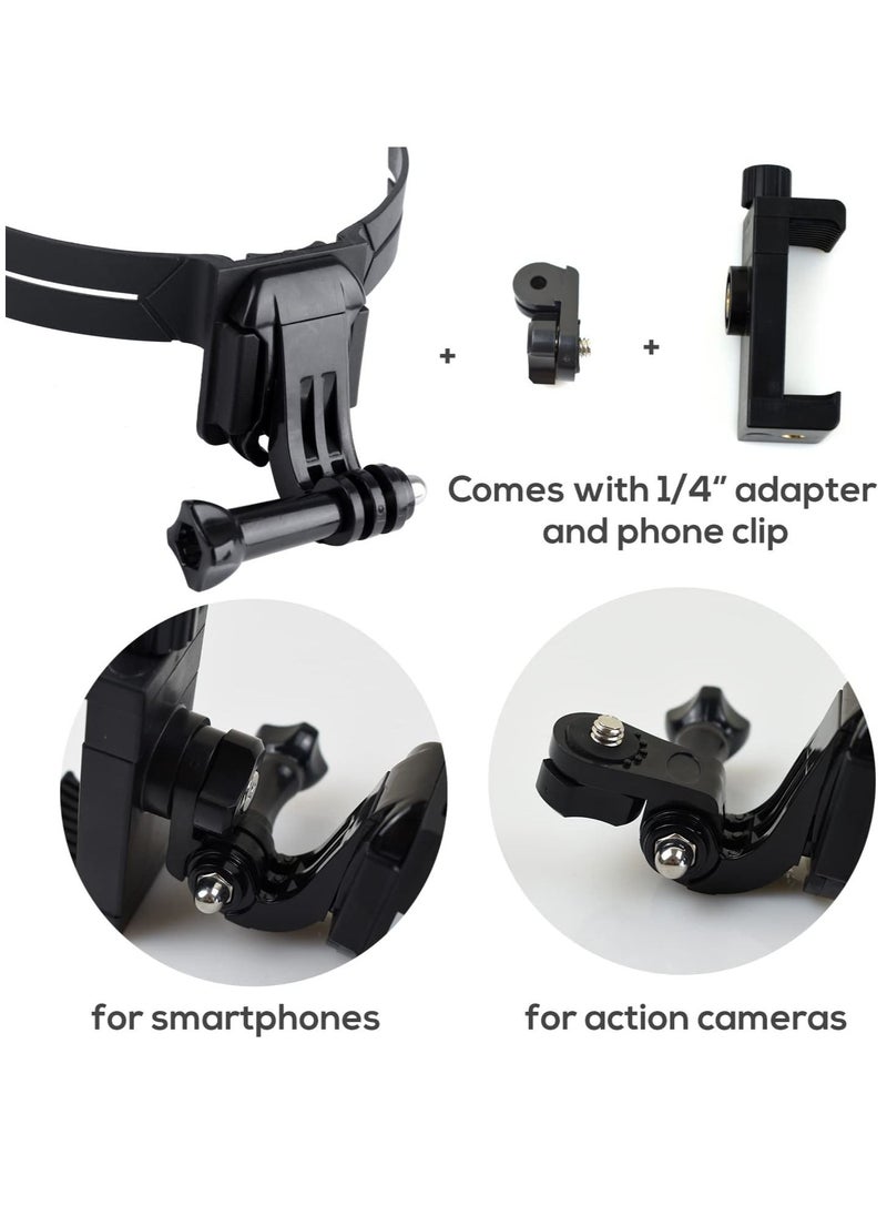 SYOSI - Motorcycle Helmet Chin Mount Kit for Gopro and Mobile Phone, Helmet Adhesive Mount with Phone Clip for GoPro Hero 10/9/8/7/6/5,DJI Osmo Action,Insta360 ONE R,Action Camera and Smartphone - Image 1