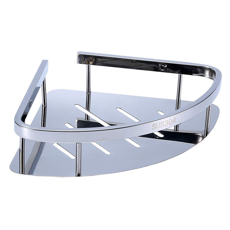 Tagve Stainless Steel Single Layer Bathroom Shampoo Shower Gel Lotion Triangular Wall Hanging Storage Rack Kitchen Organizer Basket Wall-Mounted Toilet Corner Shelf - Image 1