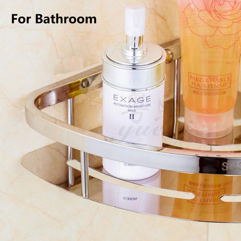Tagve Stainless Steel Single Layer Bathroom Shampoo Shower Gel Lotion Triangular Wall Hanging Storage Rack Kitchen Organizer Basket Wall-Mounted Toilet Corner Shelf - Image 3