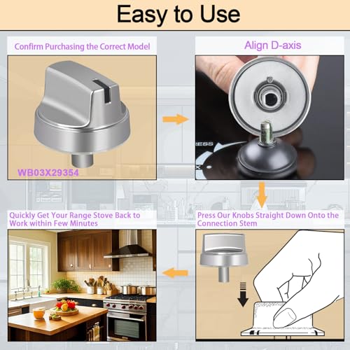 TURNEGOO Upgrade WB03X29354 Stove Knobs Replacements, Reinforced Stainless Steel Protection Ring, Only Compatible with General Electric GE Gas Range/Oven/Stove Knobs (5 Pieces) - Image 5