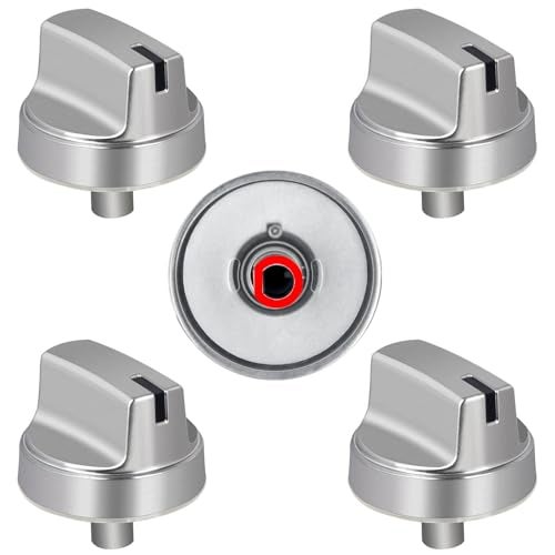 TURNEGOO Upgrade WB03X29354 Stove Knobs Replacements, Reinforced Stainless Steel Protection Ring, Only Compatible with General Electric GE Gas Range/Oven/Stove Knobs (5 Pieces) - Image 1
