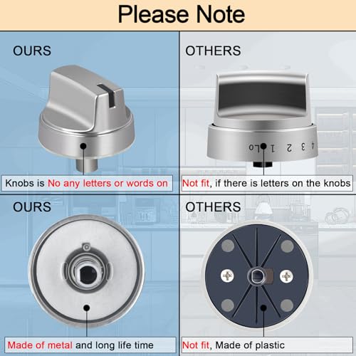 TURNEGOO Upgrade WB03X29354 Stove Knobs Replacements, Reinforced Stainless Steel Protection Ring, Only Compatible with General Electric GE Gas Range/Oven/Stove Knobs (5 Pieces) - Image 4
