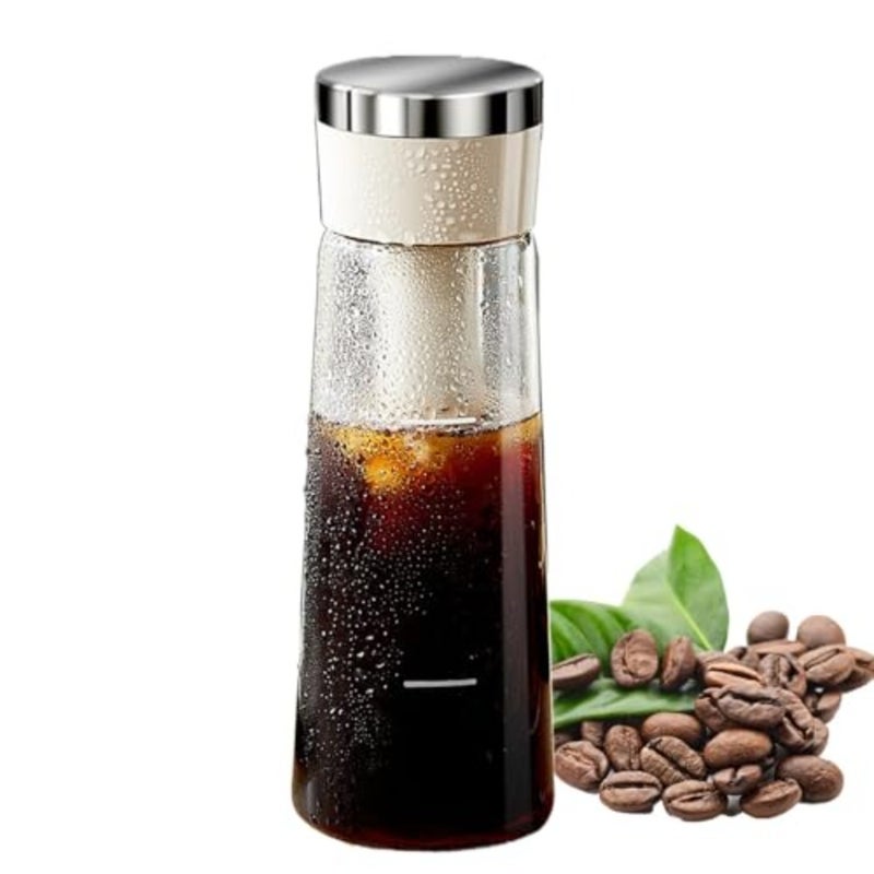ماكينة صنع القهوة الباردة للاستخدام في المنزل والمكتب والاستوديو؛ الفولاذ المقاوم للصدأ؛ أسود؛ تصميم محكم مانع للتسرب مع فلتر شبكي قابل لإعادة الاستخدام - Image 1