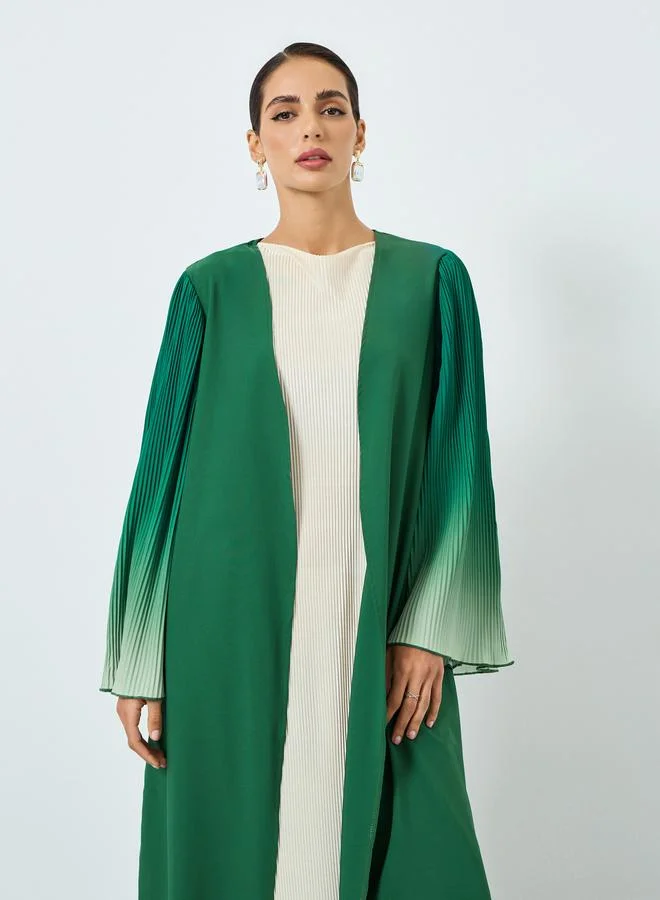 تايك تو عباية بنسيج بارز وتصميم أومبريه وأكمام واسعة