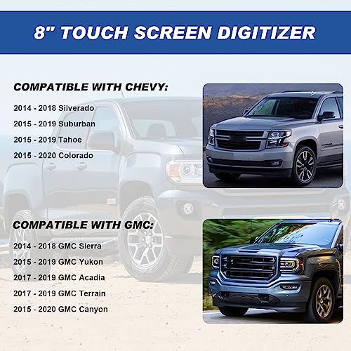 Dngbymx 8" Touch Screen Digitizer LCD Monitor Radio Navigation Compatible with Chevy Silverado Suburban Tahoe Colorado GMC Canyon Sierra Yukon 2015 2016 2017 2018 Radio Navigation Replace # DJ080PA-01A - Image 2