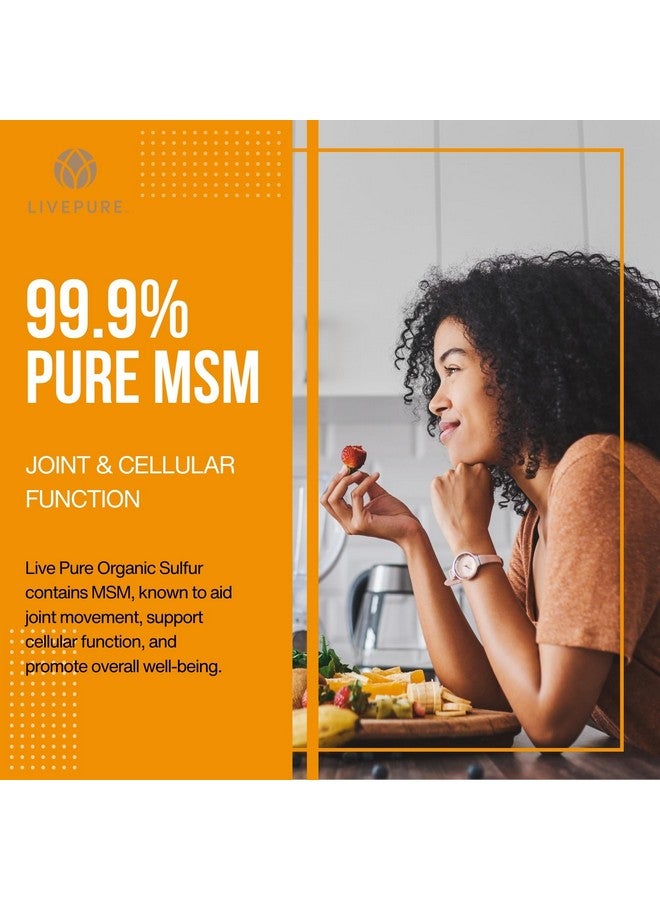 PURE مسحوق الكبريت العضوي النقي | 14.1 أونصة | مكمل MSM فائق الجودة لدعم المفاصل، العناية بالبشرة ونمو الشعر | 99.9% MSM | مكمل دعم المفاصل النباتي ومكمل الشعر، مسحوق MSM - Image 2