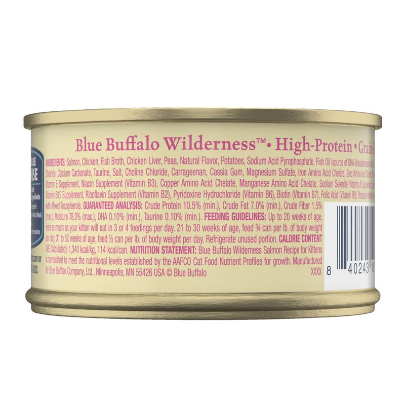 Blue Buffalo Wilderness Natural High Protein Grain Free Wet Food for Kittens, Salmon Pate, 3-oz, 24 Count - Image 2