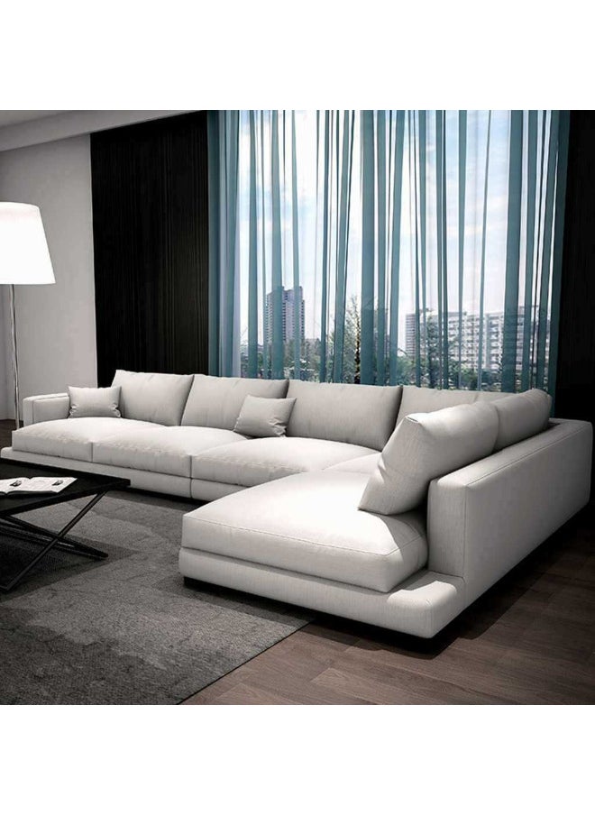 Al Home كنبة 6 مقاعد على شكل حرف L 320×190×80×95 سم - بيج  - Image 1