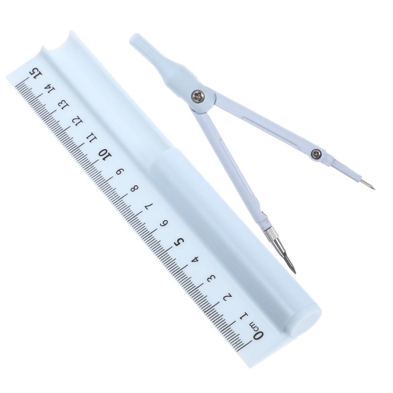 Professional Compass Pen Ruler Set Blue Multi Functional Drawing Measuring Tool - Image 2