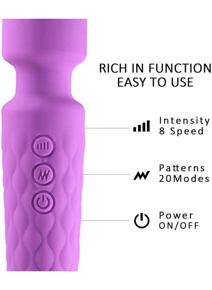 جهاز مساج للجسم قابل لإعادة الشحن USB – عصا تدليك متعددة السرعات والأنماط – سيليكون ناعم مرن – مقاوم للماء – مساج عميق للاسترخاء وتخفيف التوتر والآلام – استخدام منزلي وسفر - متعددة الالوان - Image 3