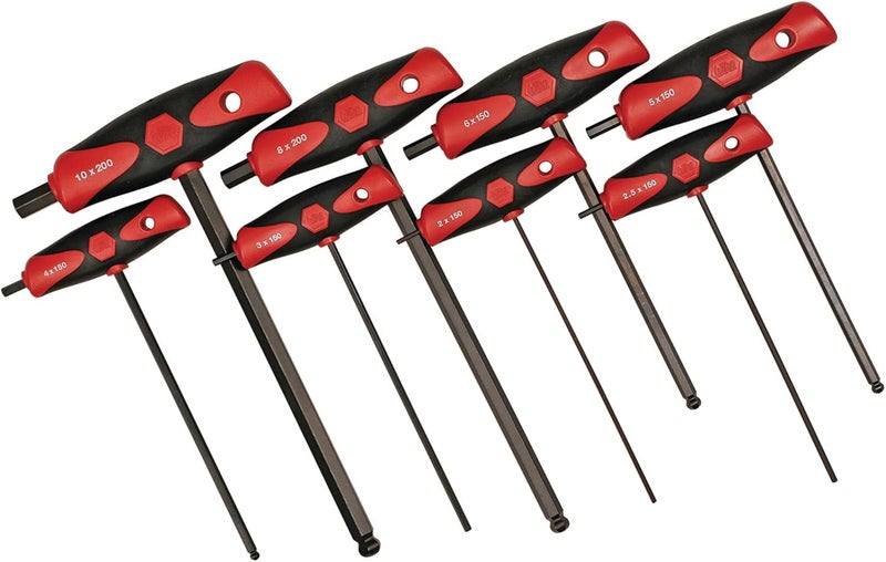 Wiha ويها 33496 مجموعة 8 قطع مقبض T ناعم مع نهاية كروية سداسي مقياس - Image 2