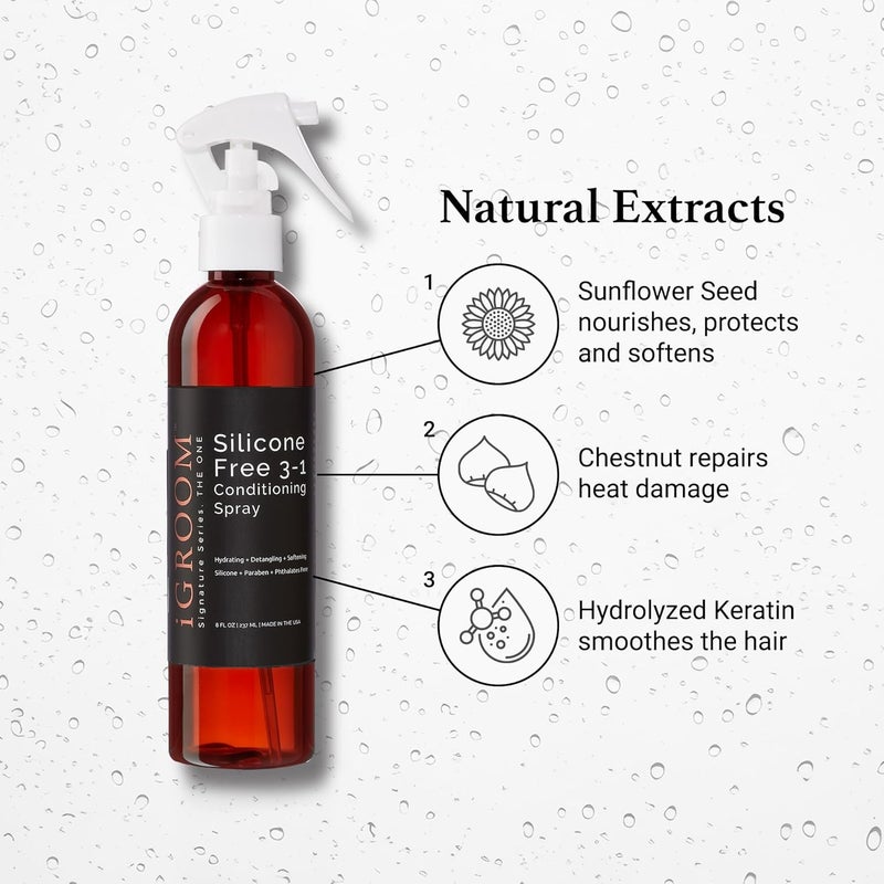 iGroom Silicone Free 3-1 Dog Conditioning/Detangling Spray, Luxury Pet Beauty Care, Hydrating, Paraben and Phthalates Free, Made in USA, 64 oz - Image 5