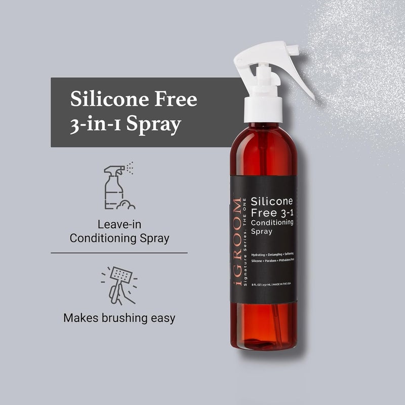 iGroom Silicone Free 3-1 Dog Conditioning/Detangling Spray, Luxury Pet Beauty Care, Hydrating, Paraben and Phthalates Free, Made in USA, 64 oz - Image 1