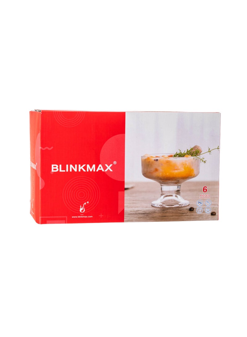 Blink Max Set Of 6 Ice Cream Bowls Clear Glass Round 265 Milliliters - Image 5